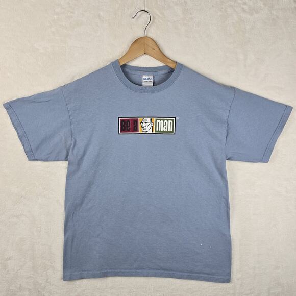 Vintage Be A Man Shirt Size Large Y2K Blue - Picture 2 of 9
